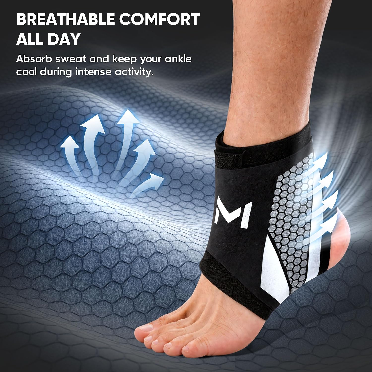 2 Pack Ankle Brace Compression Support for Men Women, Adjustable Lace-Up Ankle Stabilizer with Straps, Breathable Support for Running, Basketball, Gym, Sprained Ankle & Daily Use
