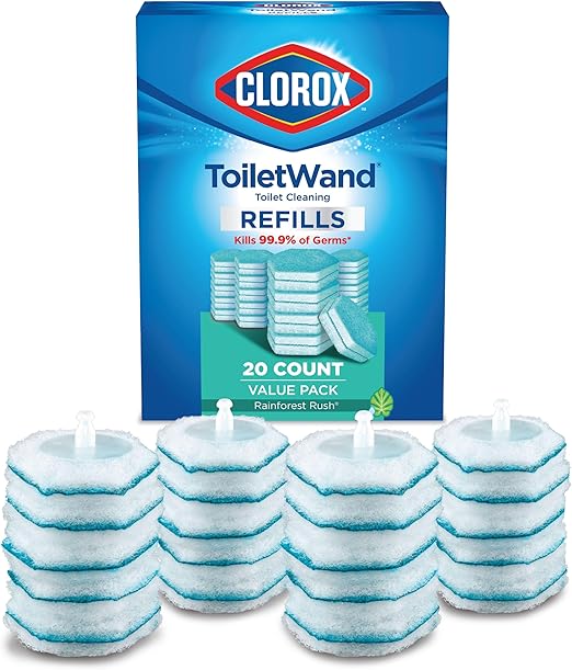 Clorox ToiletWand Disinfecting Refills, Disposable Wand Heads - Rainforest Rush - 20 Count (Package May Vary)