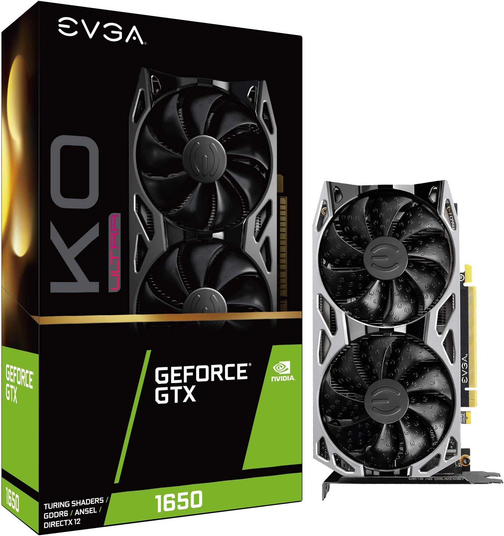 EVGA GeForce GTX 1650 KO ULTRA GDDR6 GAMING, 04G-P4-1457-KR, 4GB GDDR6, Dual Fan, Metal Backplate