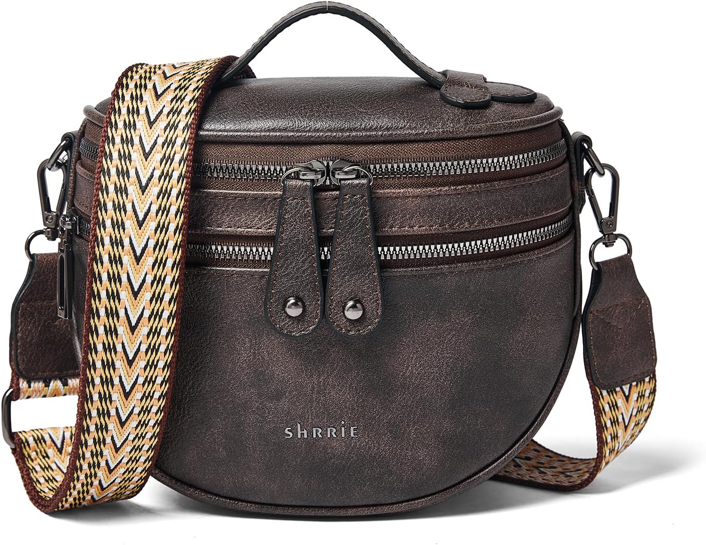 Shrrie Crossbody Bags for Women, Vegan Leather Purse for Women Shoulder Handbags with Wide Strap, Chest Bag Trendy