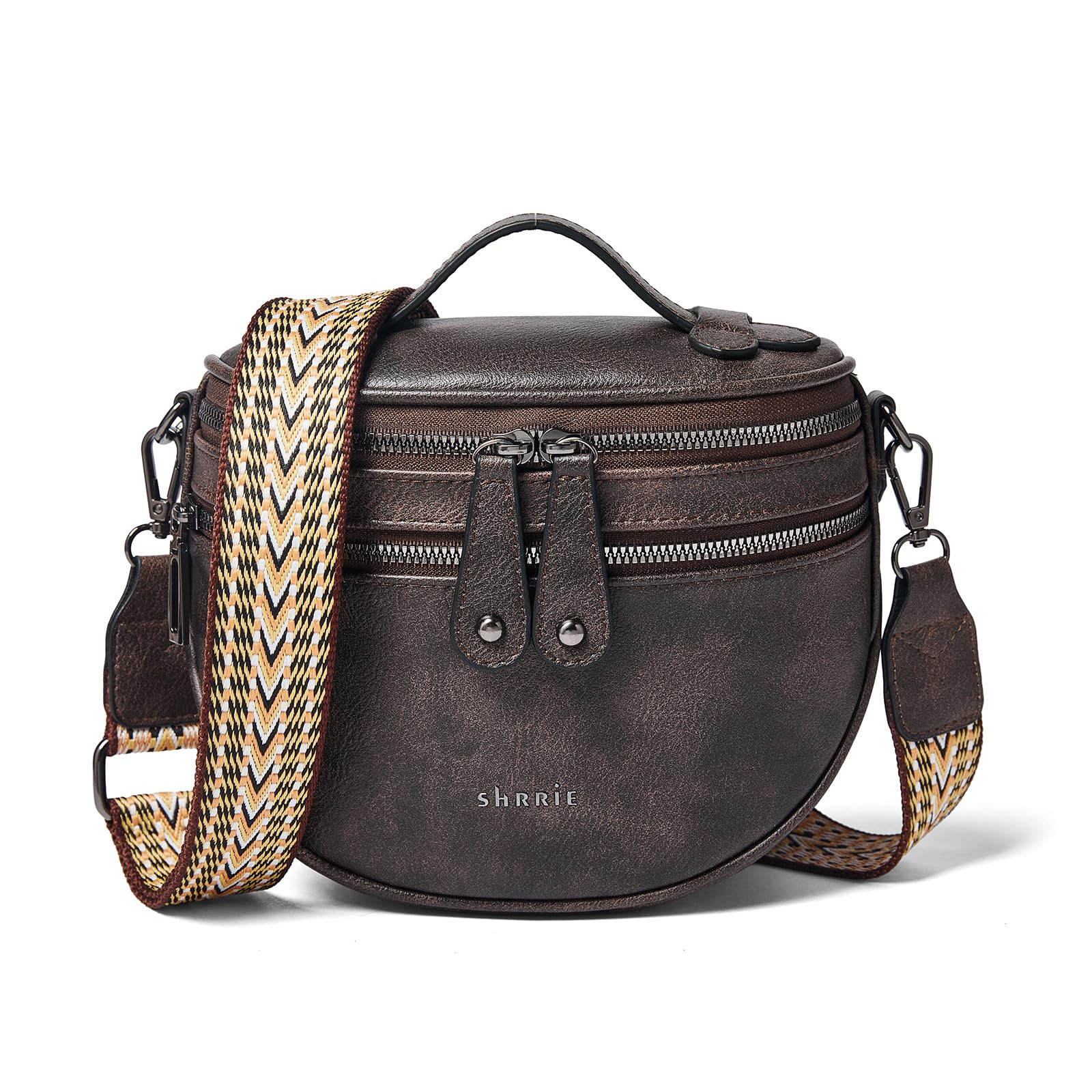 Shrrie Bolsos cruzados para mujer, bolso de cuero vegano para mujer, bolsos de hombro con correa ancha, bolsa de pecho de moda