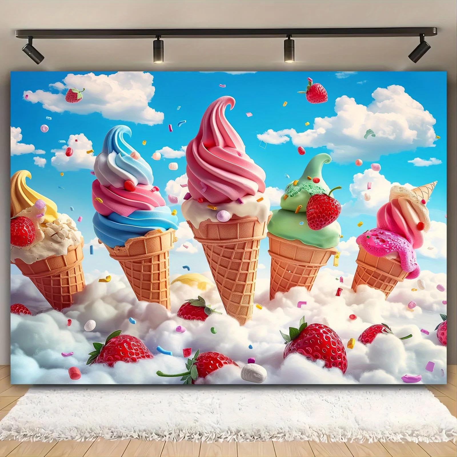 Un Banner de Fondo de Caramelo Dulce de Postre de Helado Adecuado para cumpleaños, Fiestas, Fiestas de Vacaciones de Varios tamaños para Elegir
