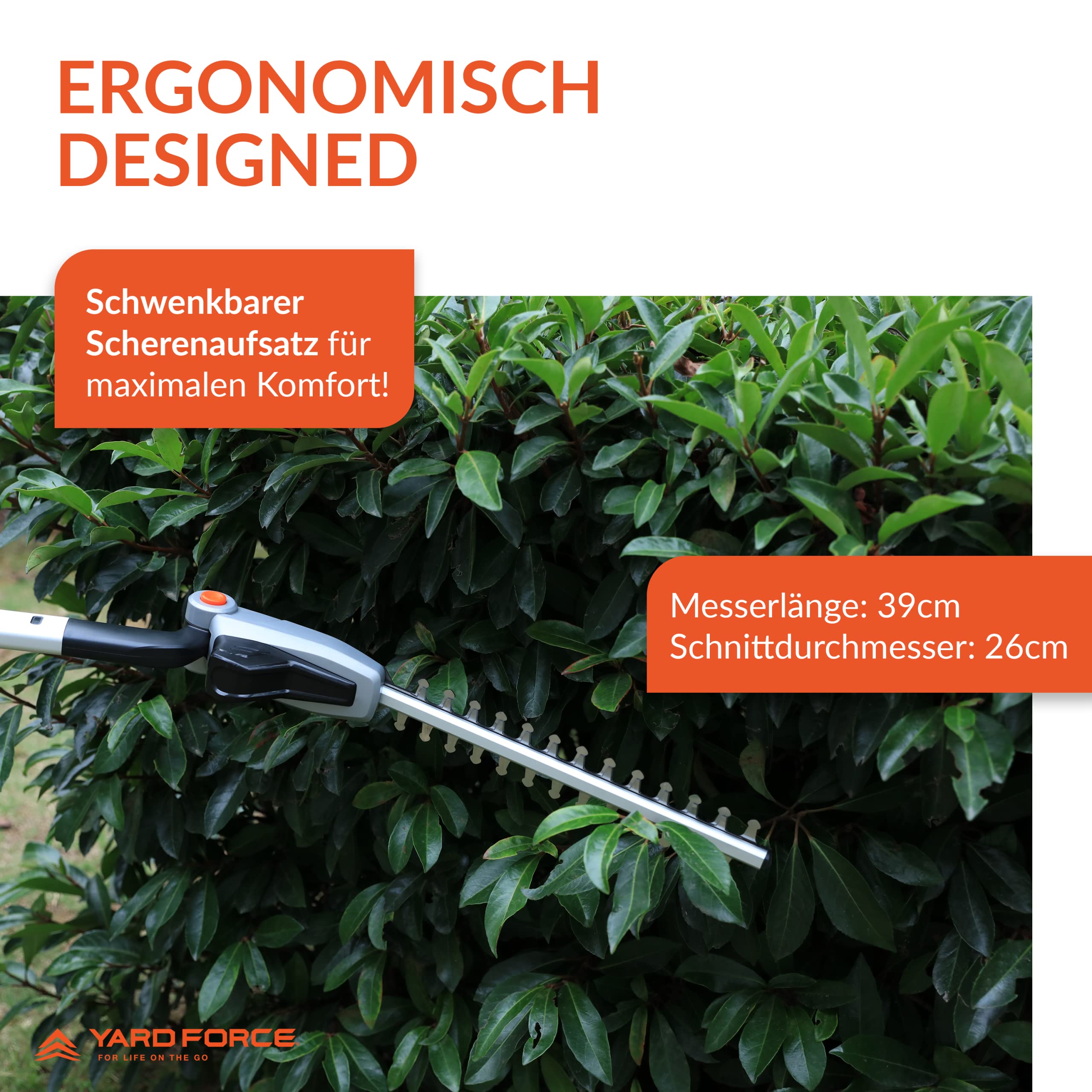 Yard Force 12 V iFlex Urban akumulatorowa kosiarka do trawy, podkaszarka do trawy i nożyce do żywopłotu, w zestawie z akumulatorem litowo-jonowym 12 V/4,0 Ah, do 50 m², szerokość cięcia 23 cm,