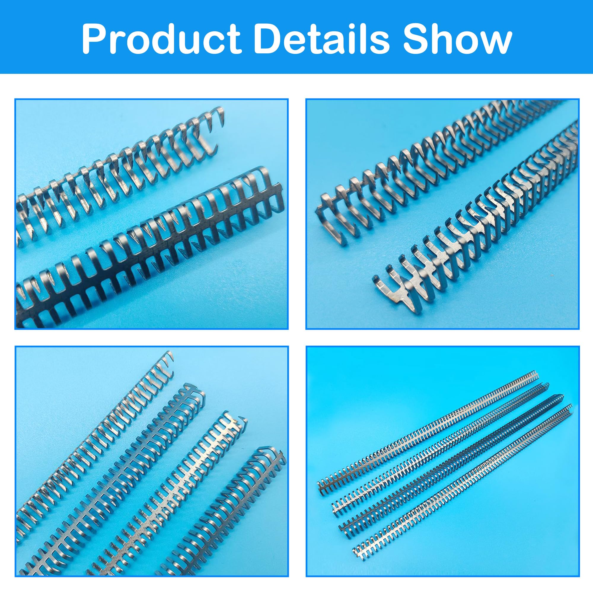 Giunti per Nastro Trasportatore 300 mm in Acciaio Inox, Giunzioni Meccaniche Metalliche per Nastri Leggeri/Medio-Spessi 2,5–4,8 mm, 4 Pezzi con 2 Perni, per Cinghie in Gomma/PVC, Uso Alimentare