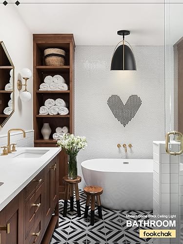 Miniatura 8 de Lámpara colgante de cúpula negra de 10 pulgadas, 1 lámpara colgante de cocina en forma de huevo negro dorado para isla de cocina, comedor, fregadero