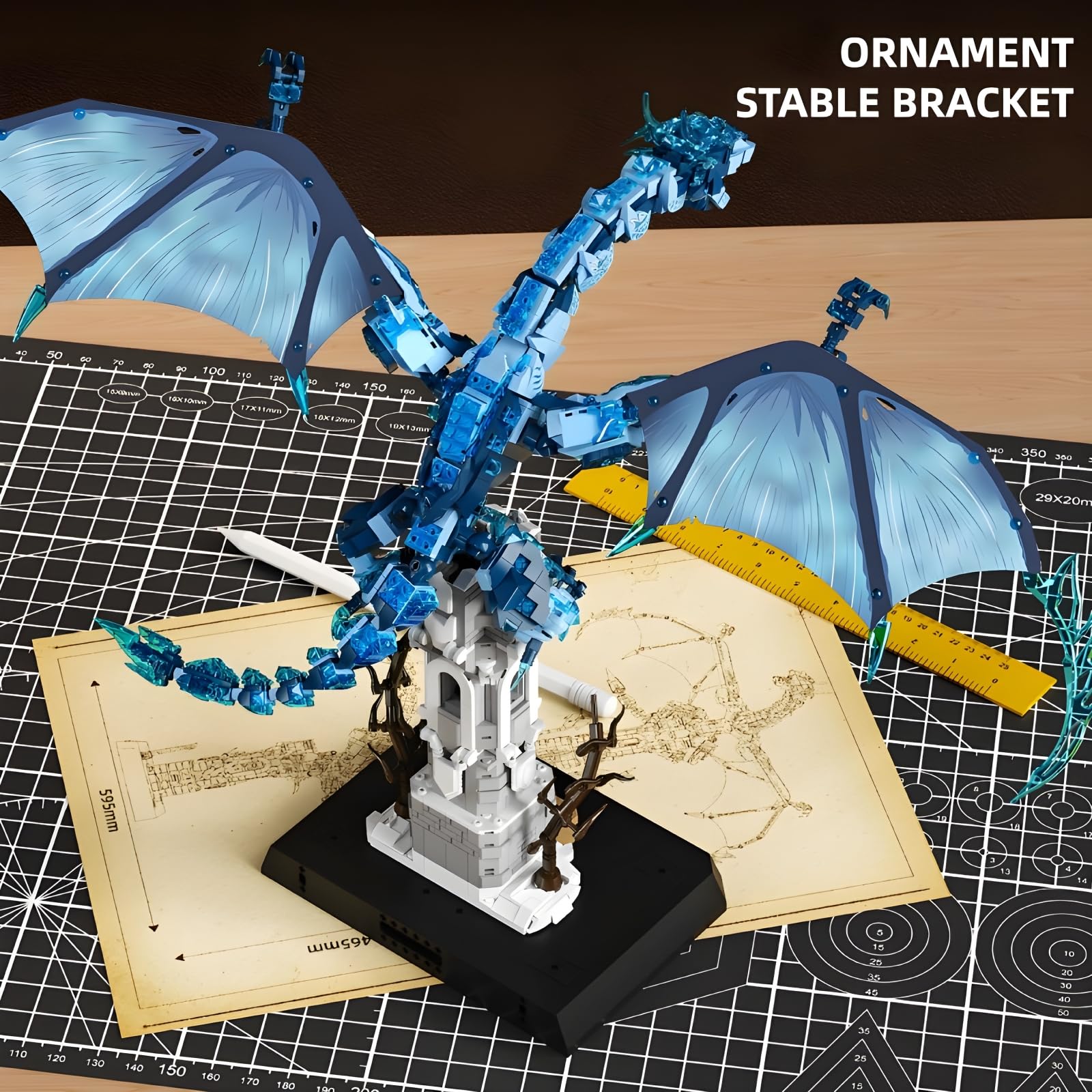Juego de bloques de construcción de dragón para adultos, STEM Viserion, dragón de hielo, bloques de construcción, modelo para los fans de Got Fans Decoración de oficina en casa, 1786 piezas