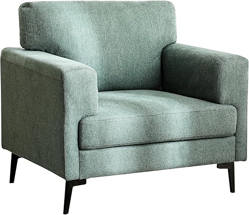 Miniatura 18 de CDCASA Juego de 2 sillas decorativas de tela de lino de gran tamaño, modernas de mediados de siglo, cómodas sillas tapizadas, sillas de lectura para