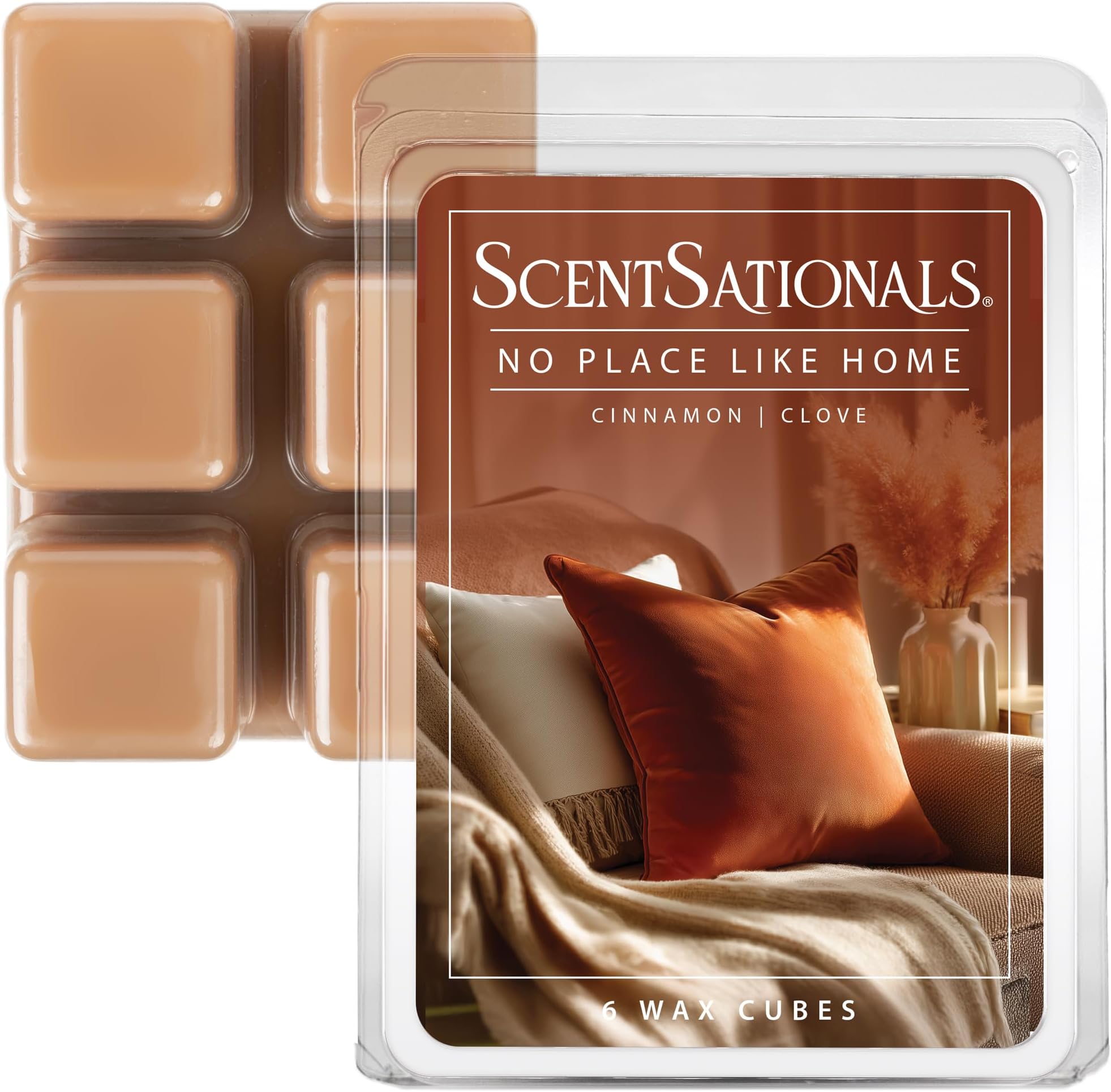 Wax Melts Strong Scent - No Place Like Home - Long Lasting Scented Wax Melts for Warmers, 2.5 oz (6 Cubes)