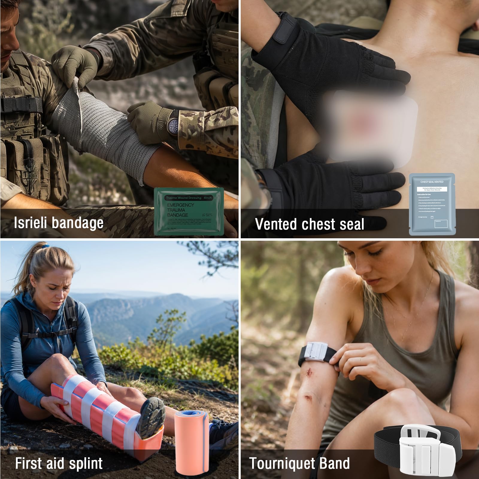 IFAK Trauma First Aid Kit Molle Pouches Emergency Survival Kit for Tactical Car Travel Hiking Camping(Black) — Amazon image 4