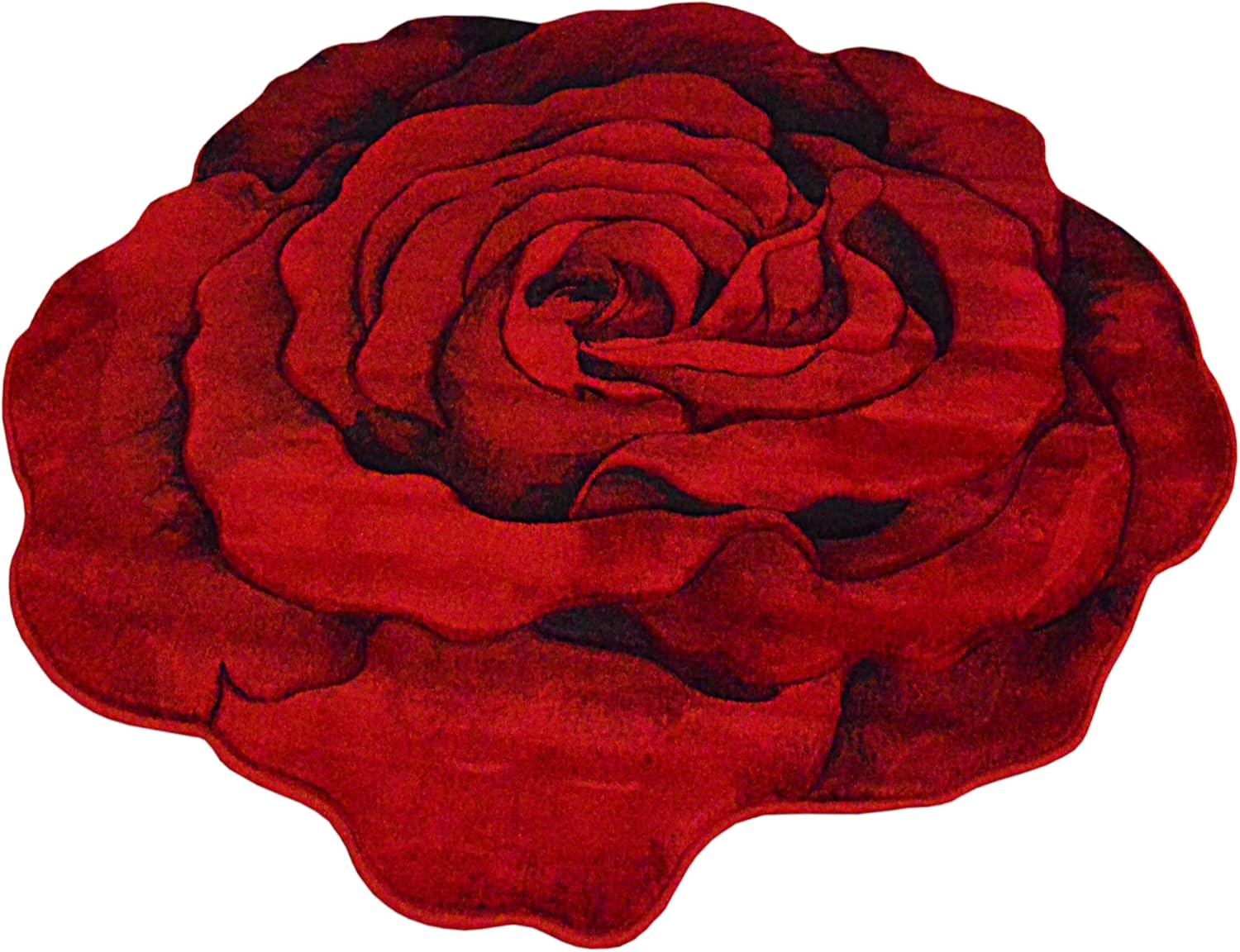 Rose Rug 2ft Round Area Rugs Cute Plush Flower Shaped Rug Circle Girly for Bedroom Floor Living Room Carpet 304 Red