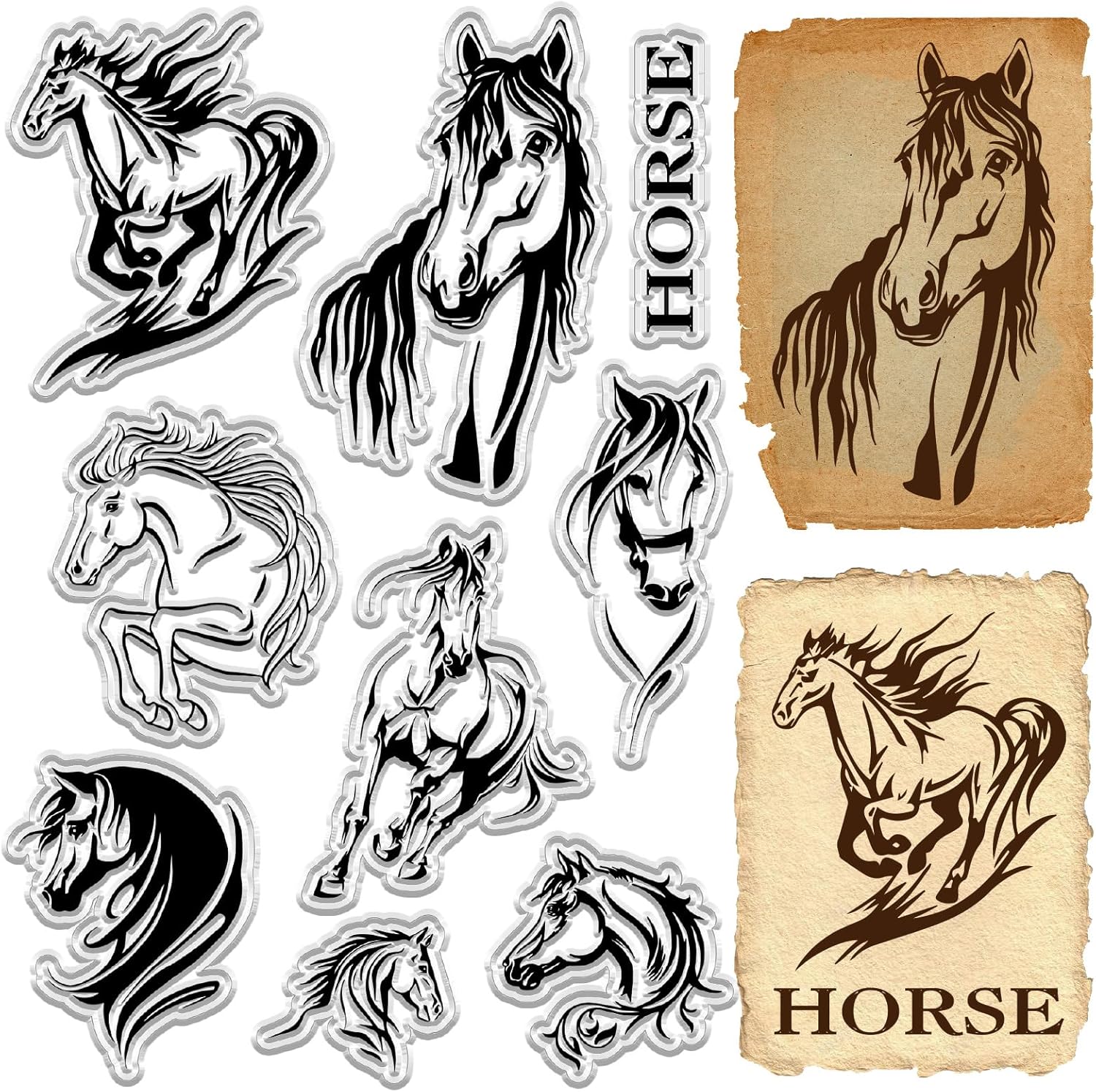 CRASPIRE Horse Clear Stamps Animal Western Cowboy Vintage