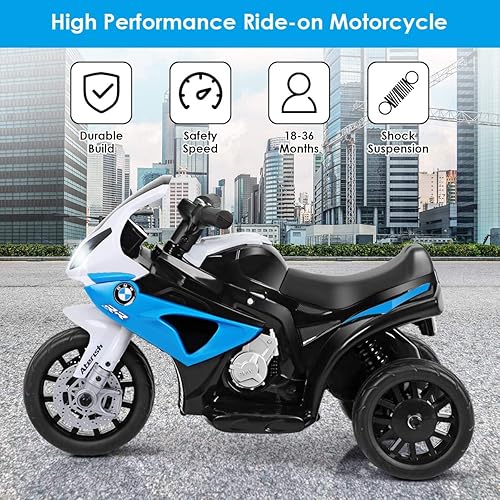 Miniatura 3 de S AFSTAR Motocicleta eléctrica para niños 6 V 3 ruedas con faros LED música pedal suspensión de resorte juguete de motocicleta eléctrica para niños