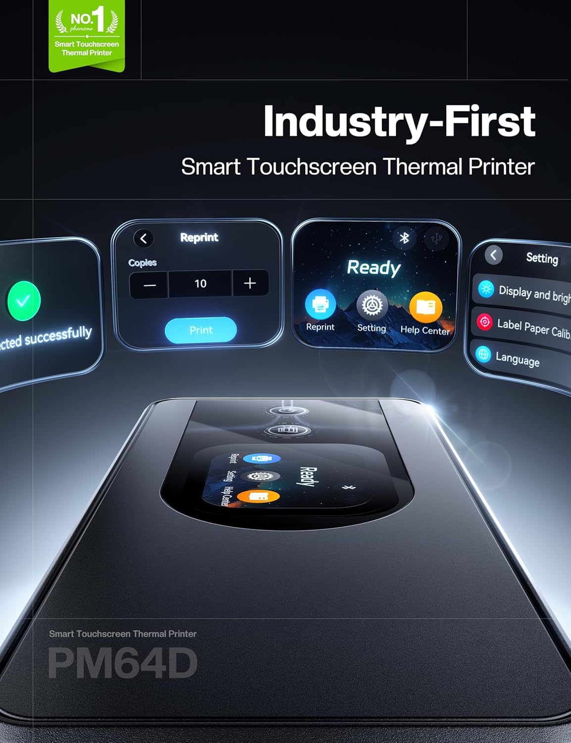 Phomemo Thermal Label Printer Upgraded with Touchable Screen, Shipping Label Printer for Small Business, 4x6 Wireless Thermal Label Printers for Shipping Package, with 500 Labels