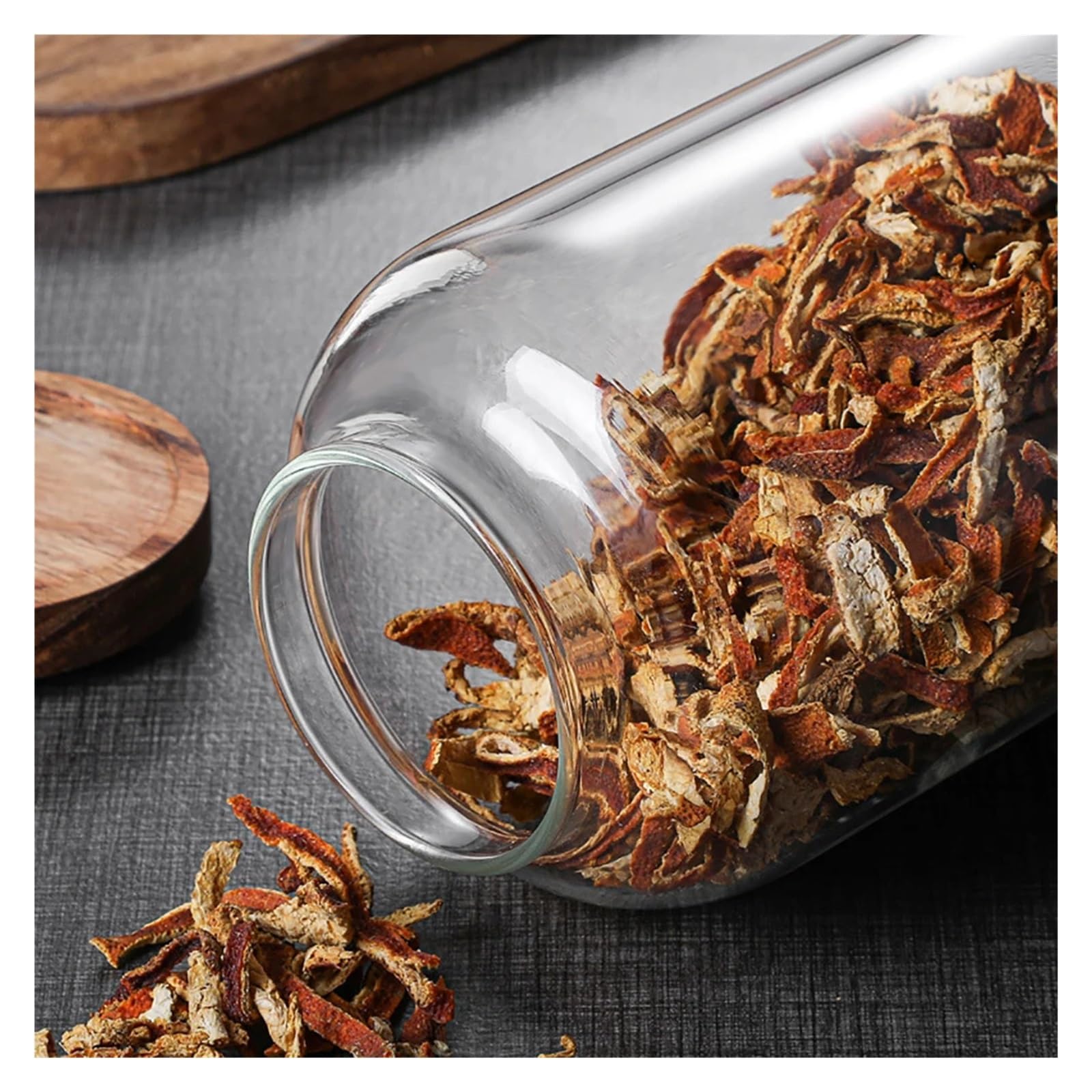 Versiegeltes Vorratsglas aus Glas, 1.2/2/2.8L, Holzdeckel | Borosilikatglas mit Deckel und Silikonring für Kaffeebohnen, Reis, Mehl, Zucker und Tierfutter(2.8L)