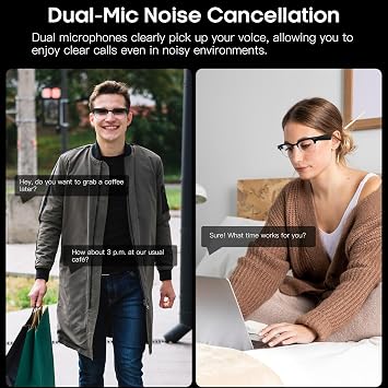 AI Smart Glasses with 8MP Camera, 1080P HD Video and 4K Photo, Audio Recording Sunglasses with Real Time AI Translation, Open Ear Audio, Voice Assistant, Glasses