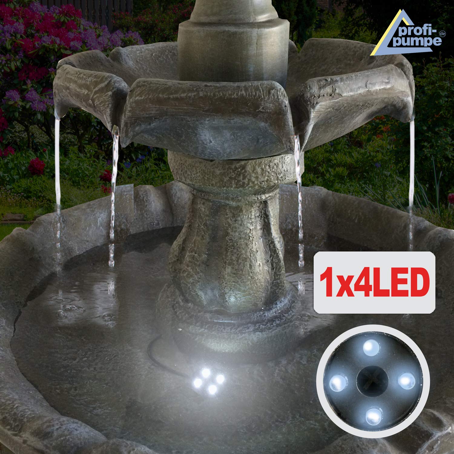 Gartenbrunnen Solarbrunnen Klassik-Garten Brunnen Vogelbad Wasserfall, Gartendeko mit Pumpe, Wasserspiel für Garten Terrasse, Balkon, Sehr Dekorativ, Led-Licht-Gartenleuchte