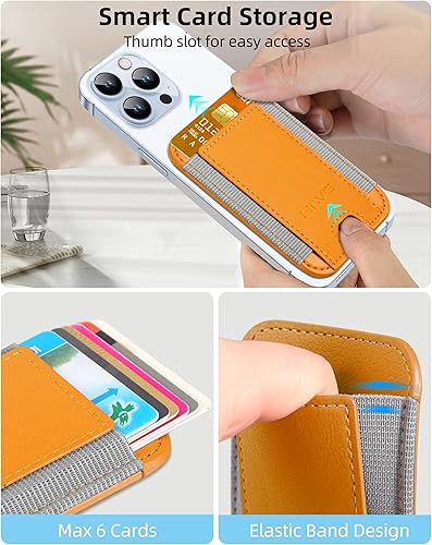 Miniatura 25 de HiWe Cartera MagSafe, cartera magnética más fuerte para iPhone 17/16/15/14/13/12, soporte para 7 tarjetas, RFID delgado minimalista de cuero, 1