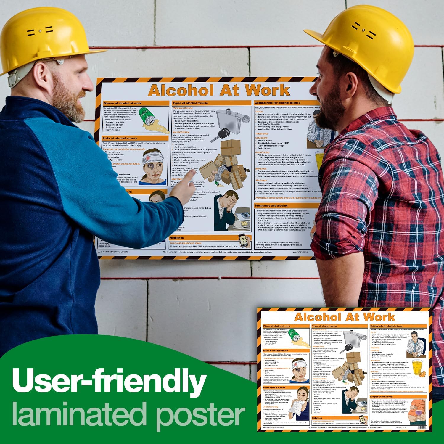Safety First Aid Group Alcohol at Work Poster - Laminated (59 x 42cm)