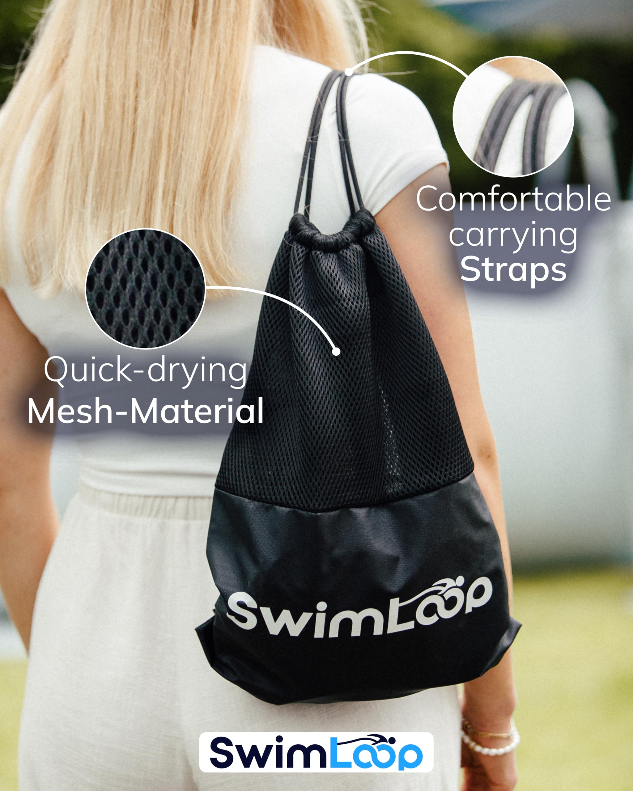 Cintura da nuoto premium con 2 x 2 m di fasce elastiche – Corda di trazione per piscina – Cintura addominale con fascia da nuoto per allenamento resistenza come una corrente controcorrente.