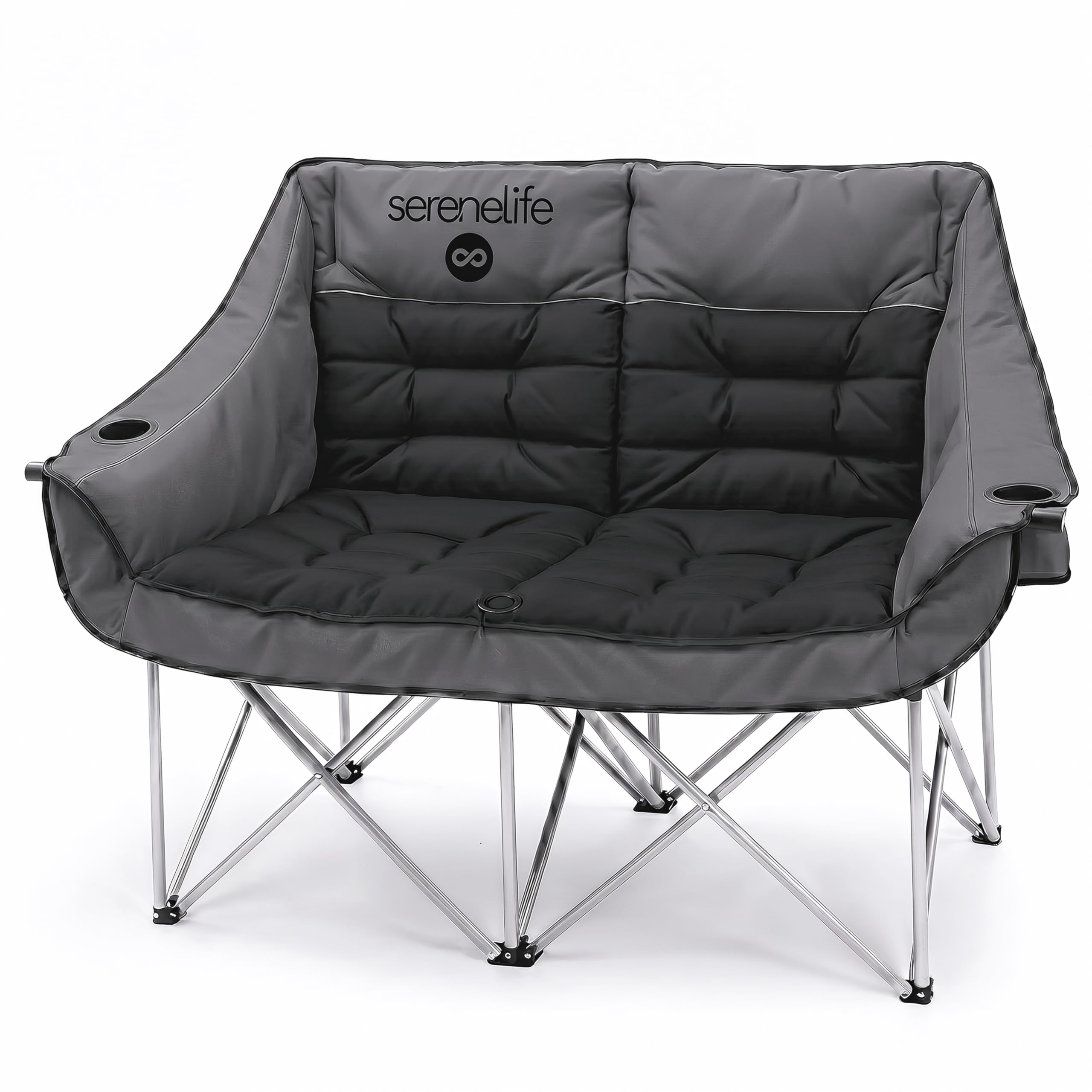 ラブシートキャンプチェア 2人掛け 黒 Amazon.co.jp: SereneLife 2人用キャンプ用ラブシートチェア