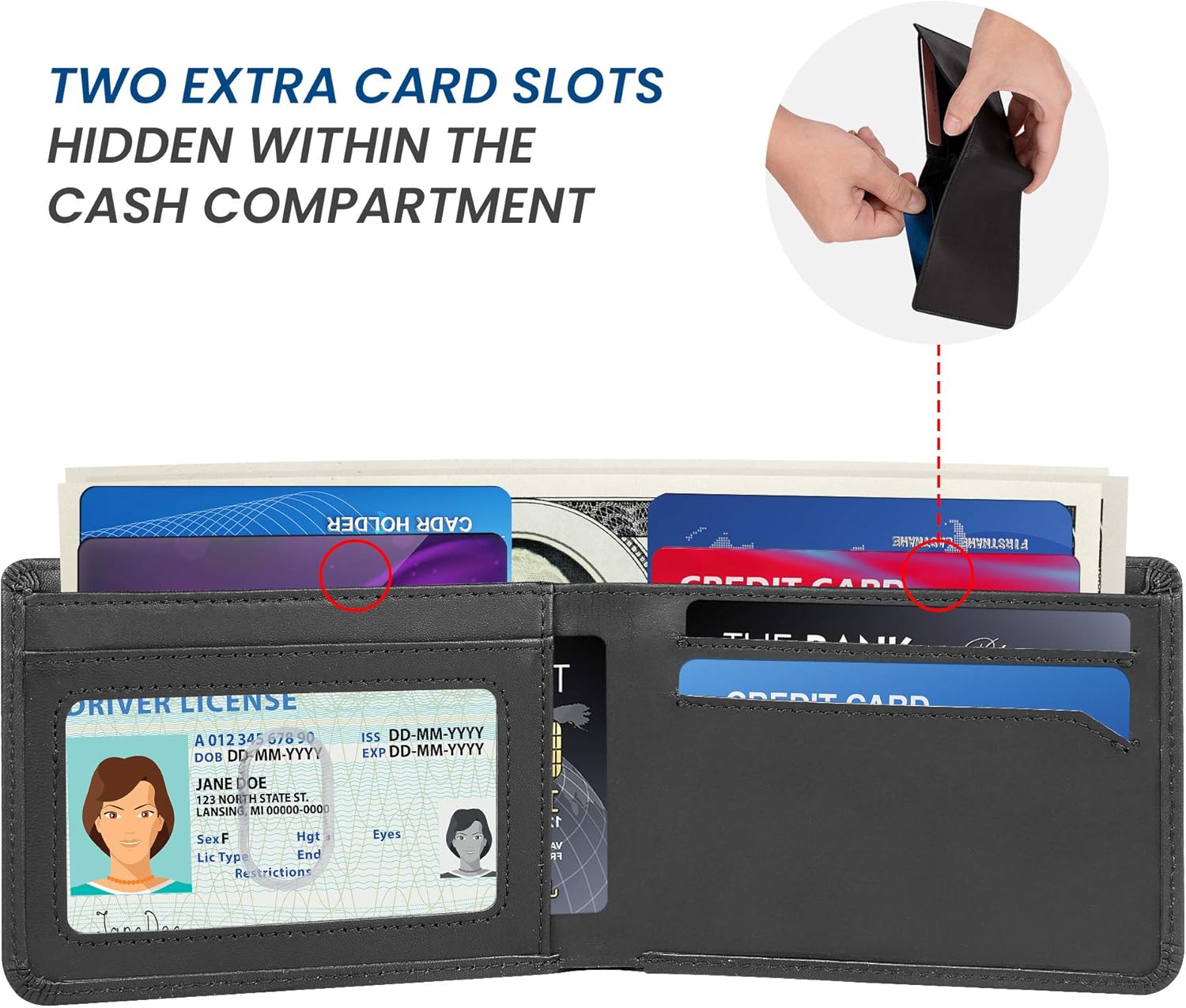 Fadiant I Slim Wallet for Men -Thin Bifold Genuine Leather RFID Blocking Minimalist Stylish Front Pocket Mens Wallets (A. Charcoal black-ID) - Image 3