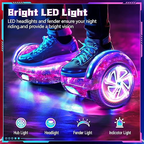 Miniatura 6 de SISIGAD Scooters for Kids Ages 7-12, with Built-in Bluetooth Speaker and 6.5" Colorful Lights Wheels, Safety Certified Self Balancing Scooter