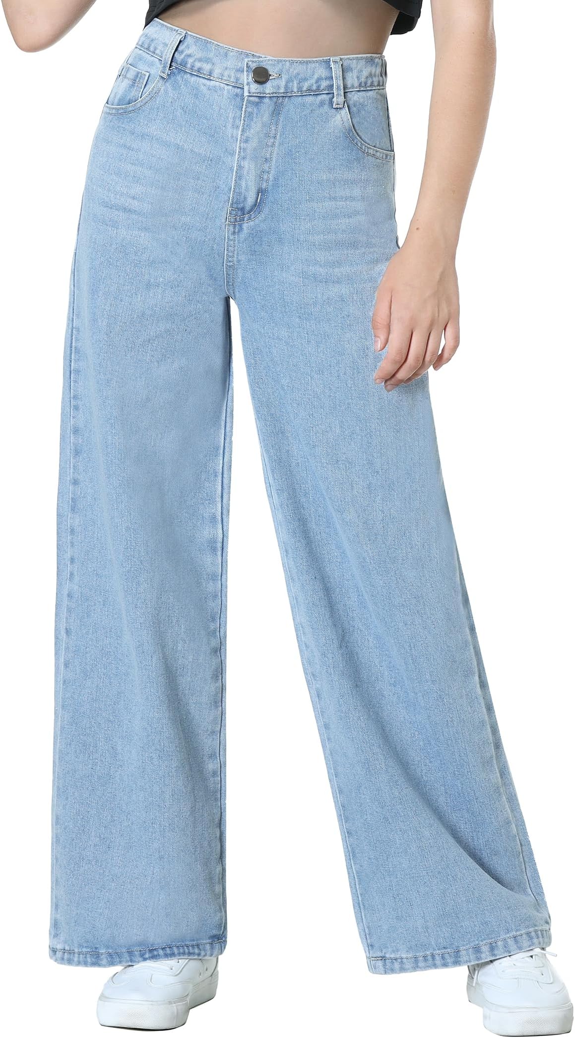 EXARUS Girls Jeans Baggy Pants Wide Leg/Flare/Skinny Teen Ripped Denim Tween Clothes Outfits Preppy Casual Kids 6-14Y