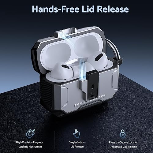 Miniatura 4 de DASFOND Armor - Funda rígida para auriculares Airpods Pro, grado militar, protección completa, a prueba de golpes, soporte de carga inalámbrica con