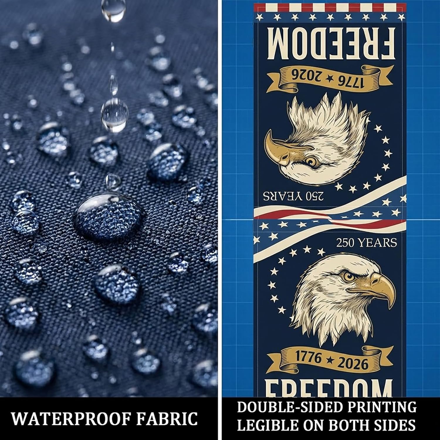 Thickened Waterproof 2 Pack - 250 Anniversary Usa Flag 3x5 Ft Polyester & 12x18IN Linen Garden Flags, Double Sided 1776-2026 Outdoor Patriotic Decorations, 4th of July Decor FAITH FAMILY FREEDOM Flag