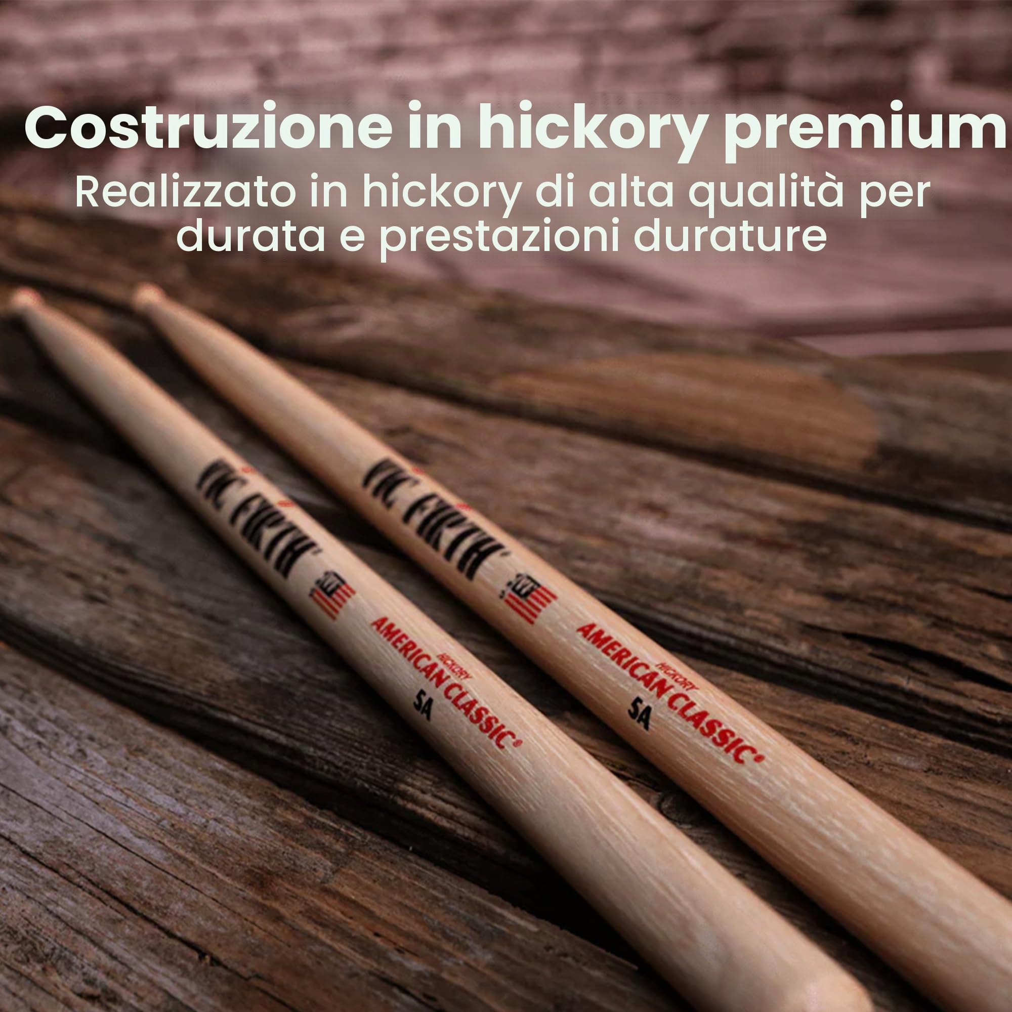 Vic Firth American Classic 5A Bacchette per batteria Hickory Punta legno 4 paia