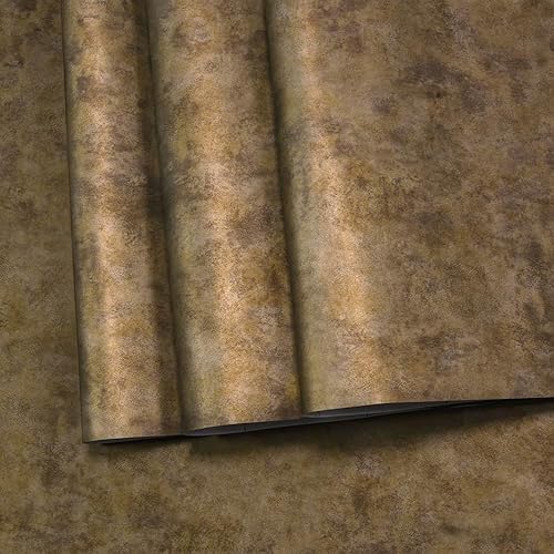 Miniatura 19 de Papel tapiz extra ancho para despegar y pegar, vinilo de hormigón, 48 x 354 pulgadas, color dorado, cobre, marrón/naranja, papel tapiz moderno de