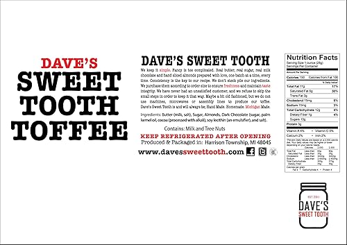 Miniatura 7 de Dave's Sweet Tooth Toffee, sabor crujiente de mantequilla de maní con mantequilla real, azúcar real y almendras rebanadas a mano, hecho a mano,