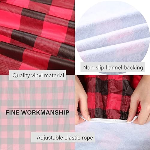 Miniatura 3 de BBTO Juego de mesa y banco de picnic de vinilo de 72 x 30 pulgadas, funda de mesa elástica impermeable con parte trasera de franela, funda ajustable