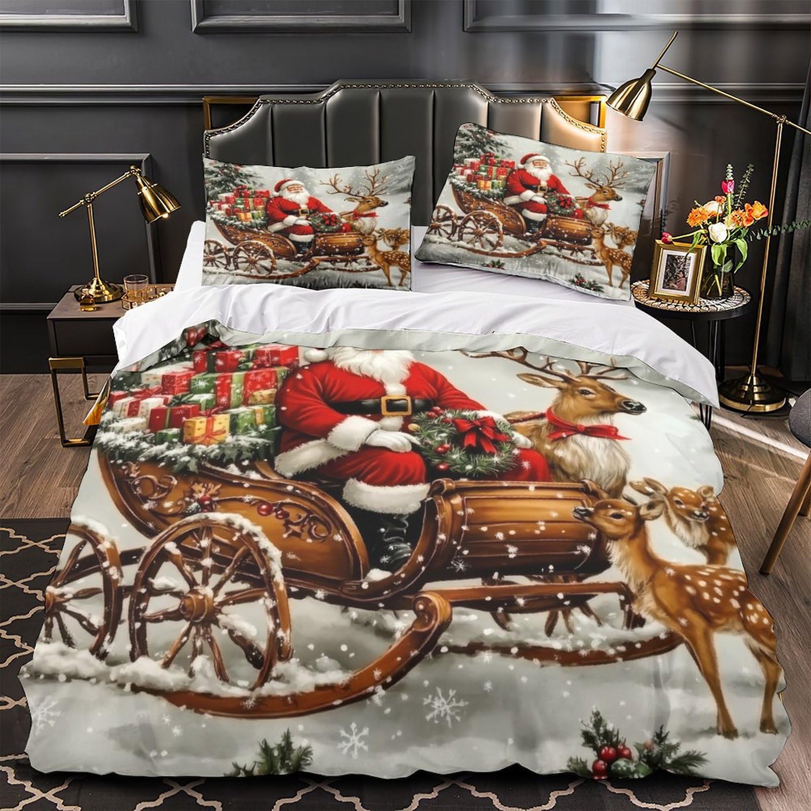 Visage du Père Noël housse de couette microfibre ultra douce 3D