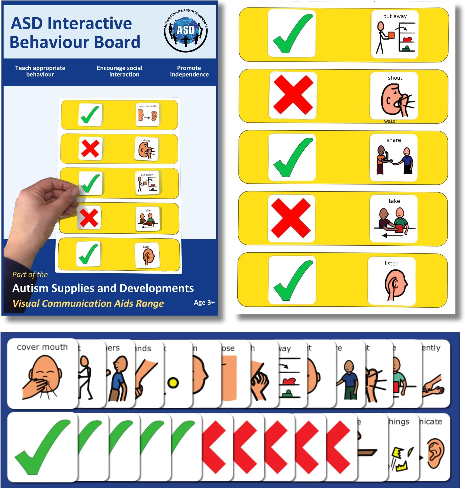 Positive Behavior Board for Kids -Premium Durable Plastic - Preschool Classroom Must Have - ABA Therapy –Visual Schedule for Kids –Special Education -Autism Learning Materials (English)