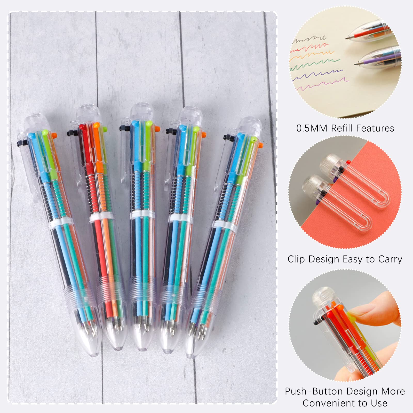 Set Di 6 Penne A Sfera Mabor 6-in-1, Multicolore. Ogni Penna Ha 6 Colori (0,5mm), Divertenti E Morbide. Perfette Per Ufficio E Scuola.