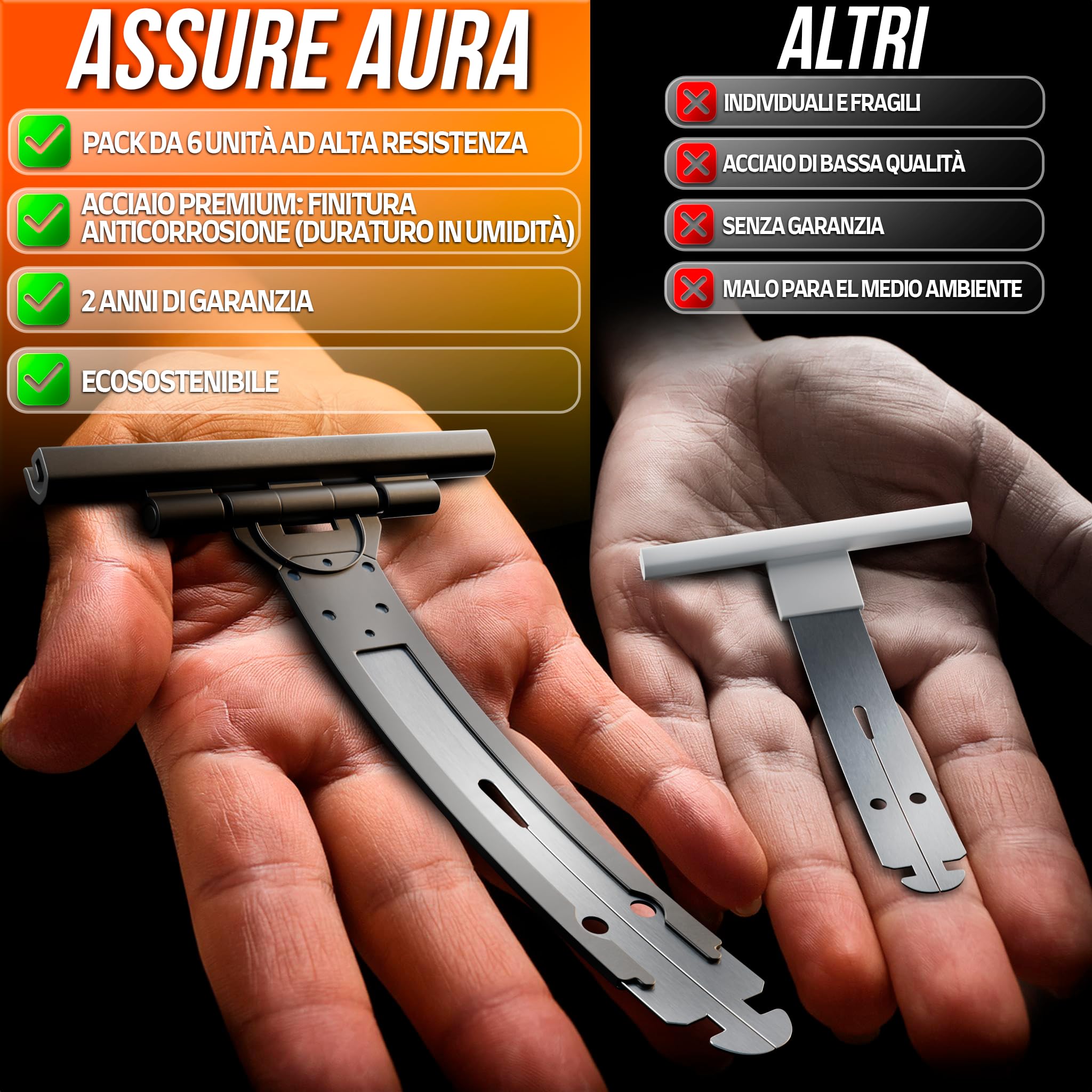 Pack 10 Ganci Tapparella in Plastica Resistente con Rinforzo in Acciaio Zincato – Ricambi per Tapparelle Avvolgibili Manuali in PVC o Alluminio – Facili da Montare – Elevata compatibilità (10)