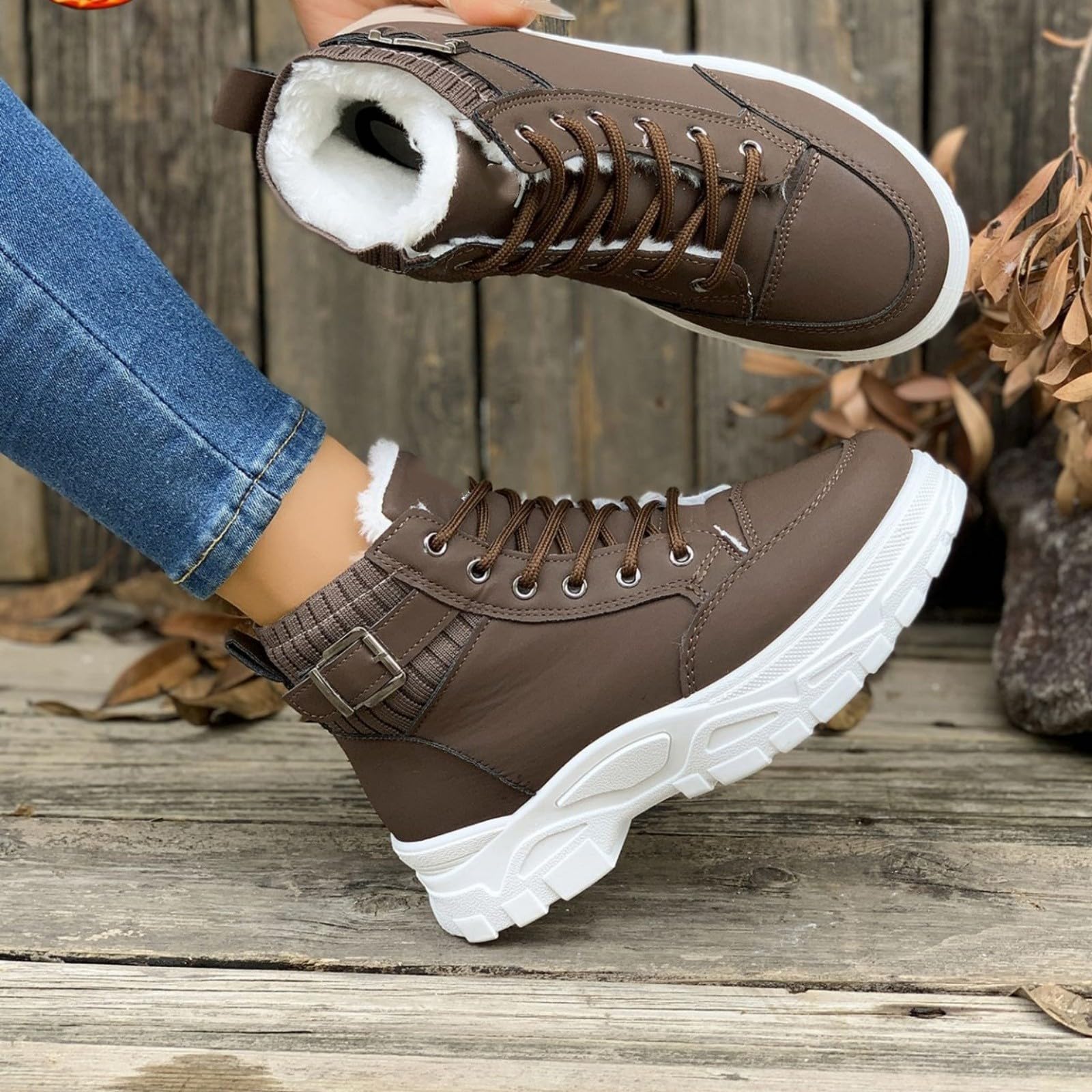 Męskie zimowe trampki z wysoką cholewką, ciepłe, z podszewką z futra, na co dzień, sznurowane buty do codziennego chodzenia i streetwear