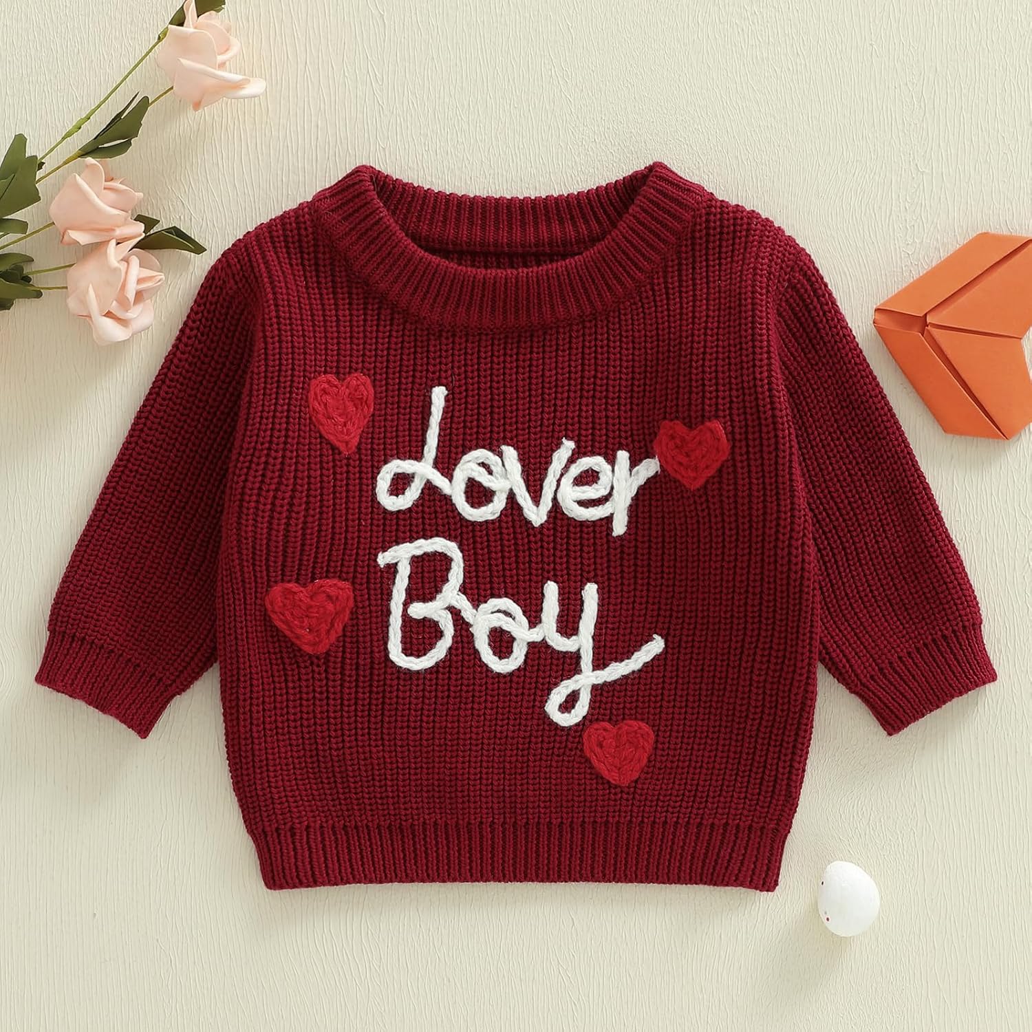 Baby Boy Valenitens Sweater Lover Heart Long Sleeve Knit Sweatshirt Pullover Toddler Infant Newborn Spring Outfit - Image 7