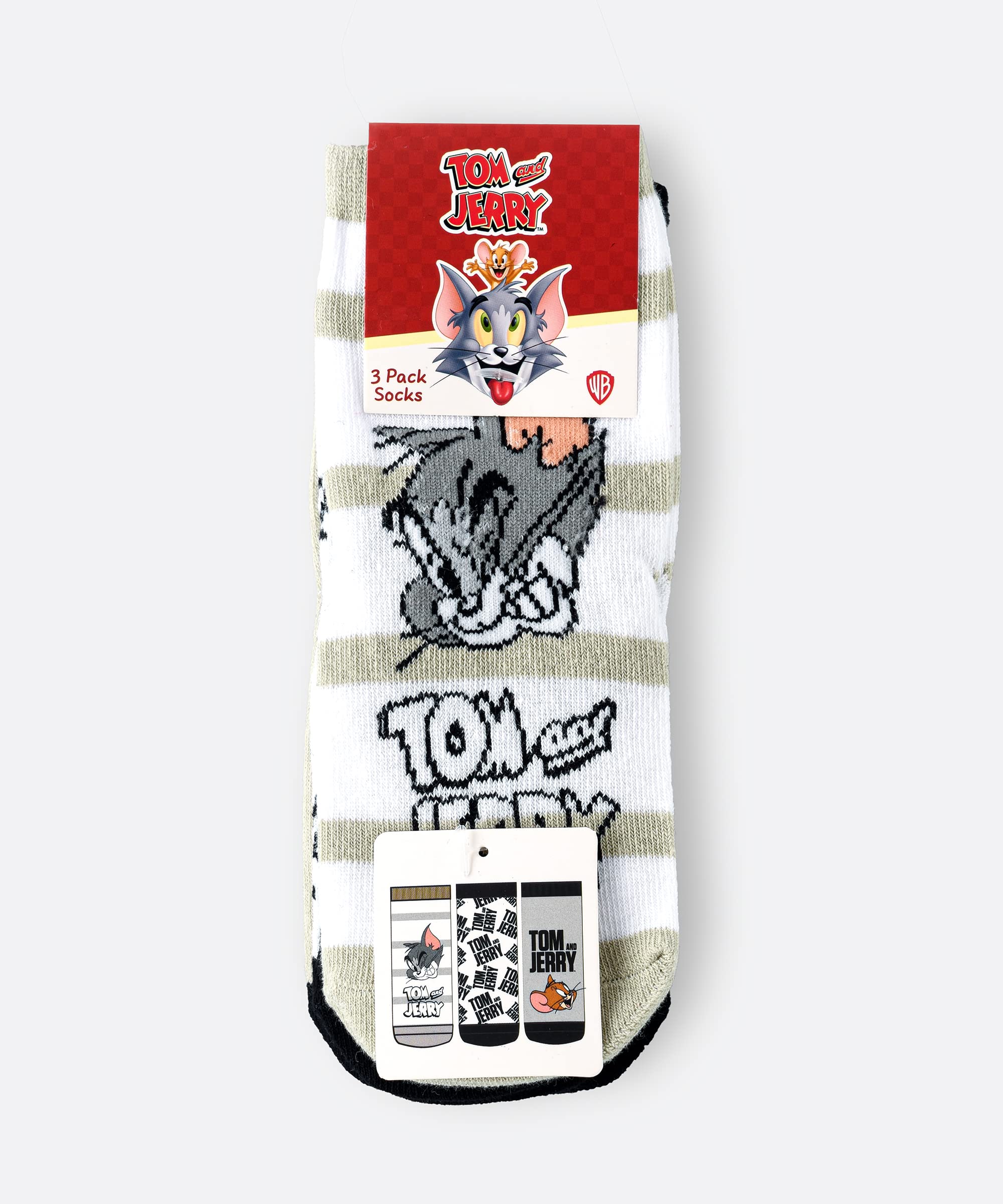 Warner Brothers Tom & Jerry Boys Crew Socks - Pack of 3, 11-14 Year