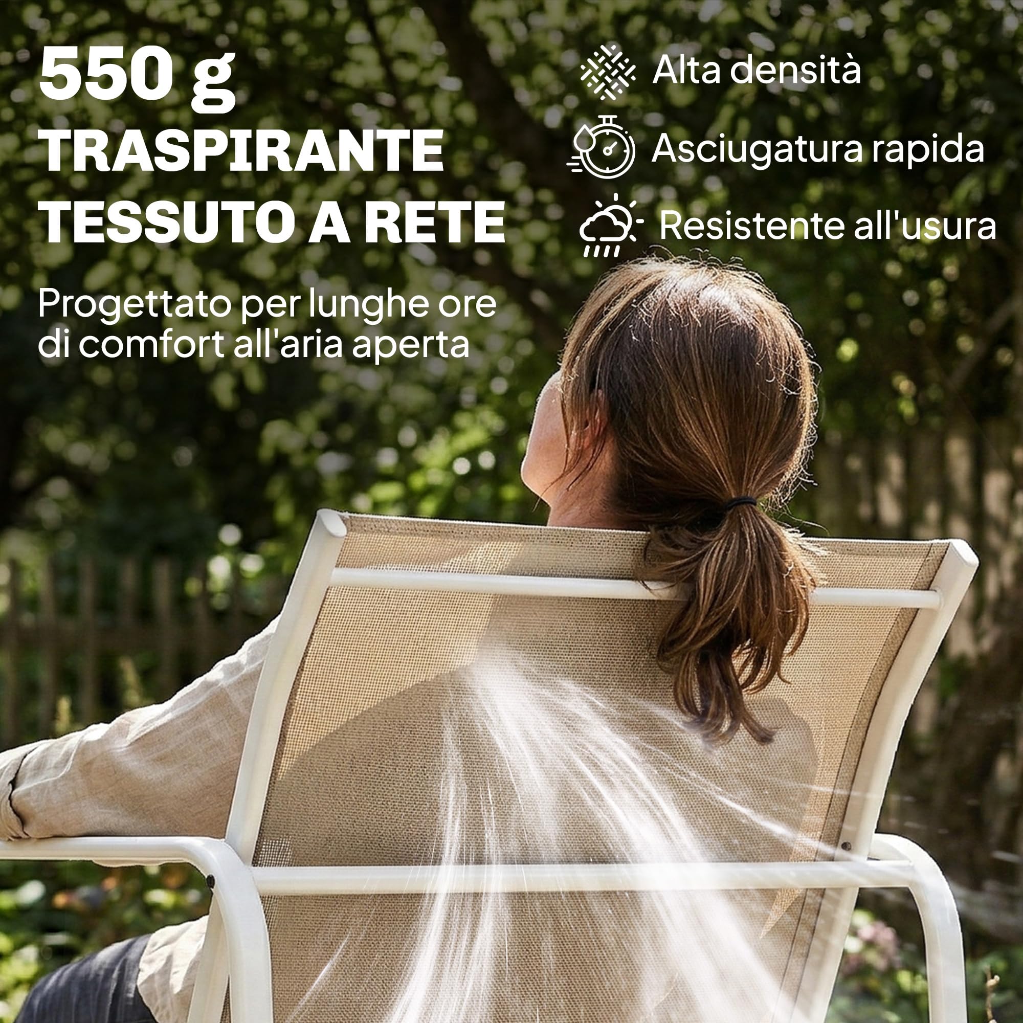 Outsunny Set Salotto da Giardino 4 Pezzi, Set di Mobili da Giardino in Texteline con Divano 2 Posti, 2 Poltrone, Tavolino in Vetro Temperato, Struttura in Acciaio, Salottino da Esterno Balcone, Cachi