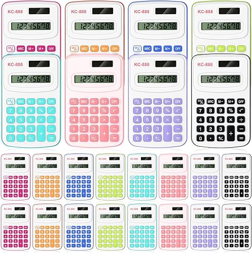 Hoteam Calculadora de bolsillo de 16 piezas para estudiantes, mini calculadora de mano a granel, calculadoras estándar básicas con batería de botón,