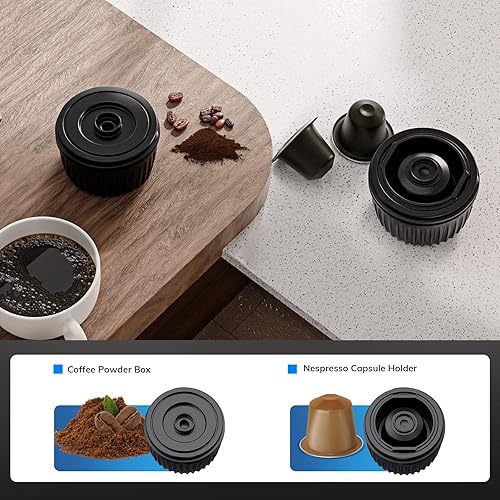 Miniatura 6 de Máquina de café expreso portátil de 100 W con autocalentamiento y lista para el automóvil, compatible con cápsulas NS y café molido, ideal para