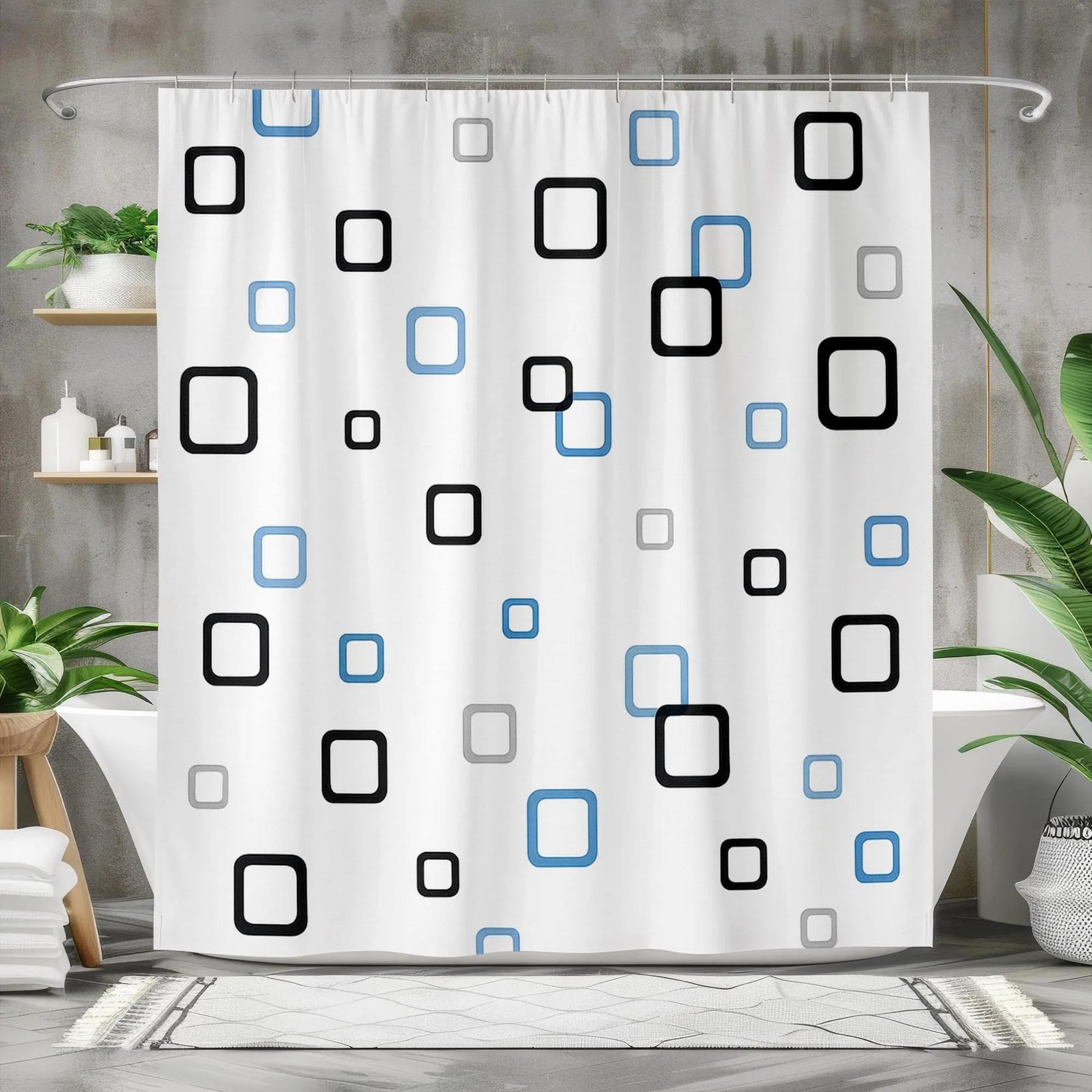 Rideau de douche géométrique 120x182 décoration salle de bain