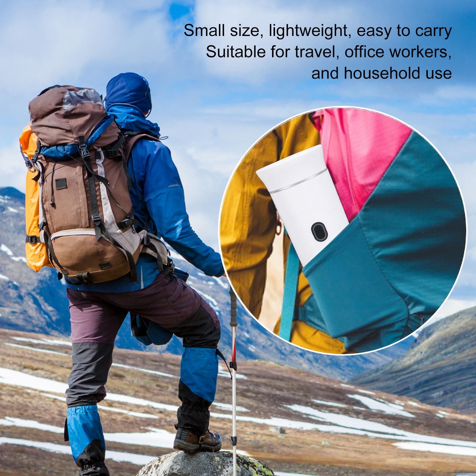 RiToEasysports Caffettiera Elettrica Portatile Comodo Funzionamento con un Pulsante per gli Appassionati di Auto e attività All'aperto (WHITE)