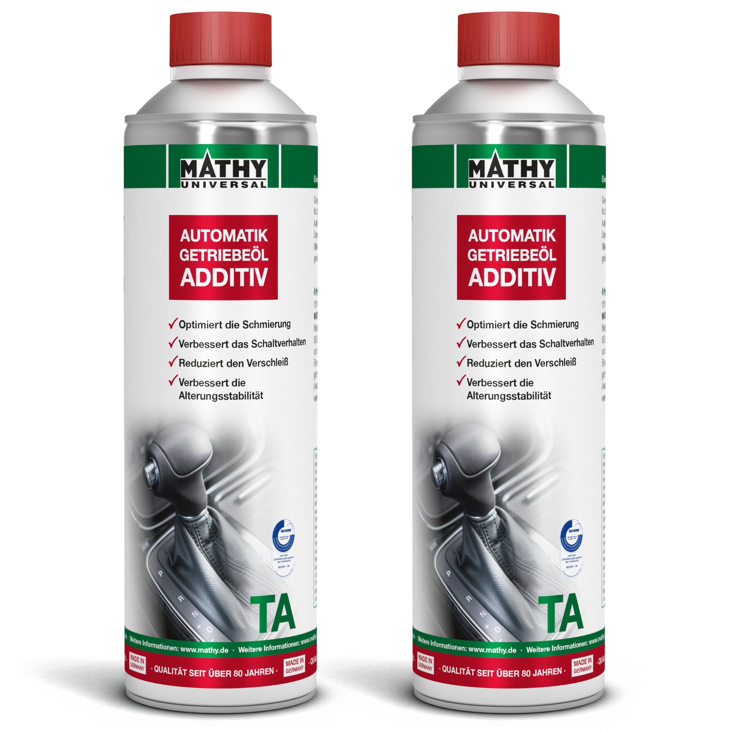 MATHY-TA Automatikgetriebeöl-Additiv, 2 x 500 ml, Getriebeöl Zusatz ATF-Öle | Verschleißschutz und Pflege für Automatik-Getriebe, Verbesserung vom Schaltverhalten, Hält den Getriebeölkreislauf sauber