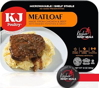 KJ Poultry Kosher Meatloaf & Mashed Potatoes MRE - Shelf Stable Ready to Eat, Fully Cooked Microwave Meal for Travel, Camping, Emergency