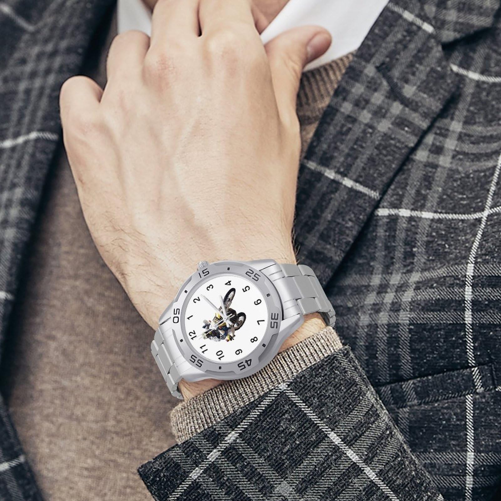 Motorrad Herren Quarzuhr Trendy Edelstahlbänder Leicht Ablesen Minimalistische Armbanduhren Business Daily