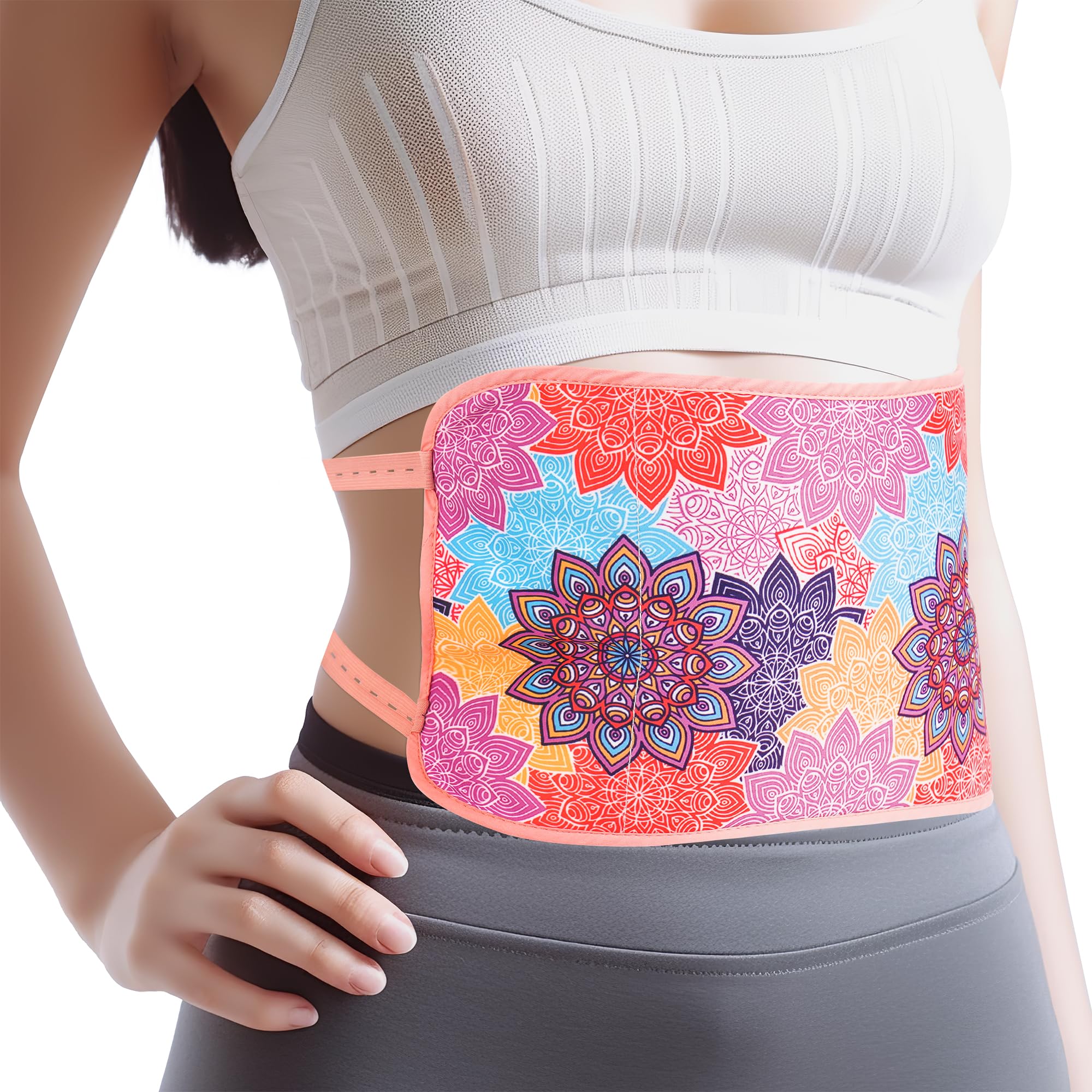 Jasenna Castor Oil Pack Wrap,Reusable Organic Castor Oil Packs for Liver Detox,Constipation and Inflammation,Adjustable Elastic Strap Bamboo Cotton Machine Washable Anti Oil Leak(1-Colorful Flower)