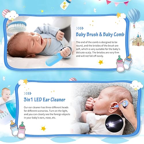 Miniatura 4 de Modacraft - Juego de 28 piezas de cuidado de la salud y aseo del bebé, juego de seguridad para bebés con cepillo para el cabello, limpiador de